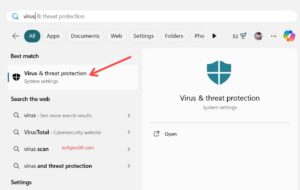 Open Virus & Threat Protection (Windows Defender)